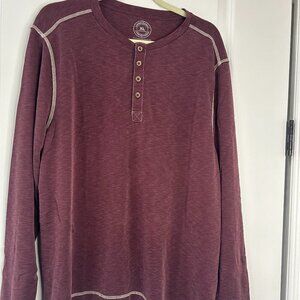 Men's Long-Sleeve 4 button Maroon Henley Shirt Size XL NWOT